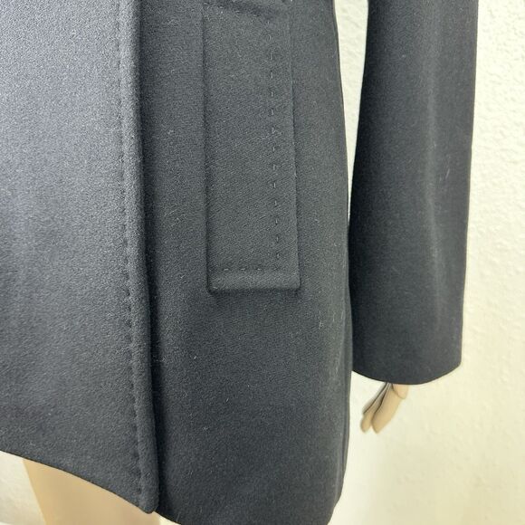 Theory Wool Coat Womens 4 Black Peacoat Double Breasted Money Staple Business - Picture 6 of 15